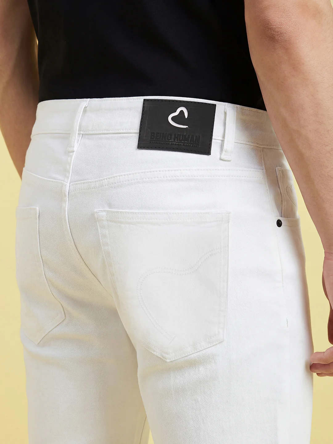 White Relaxed Fit Denim for Men by Being Human Clothing - Image 5