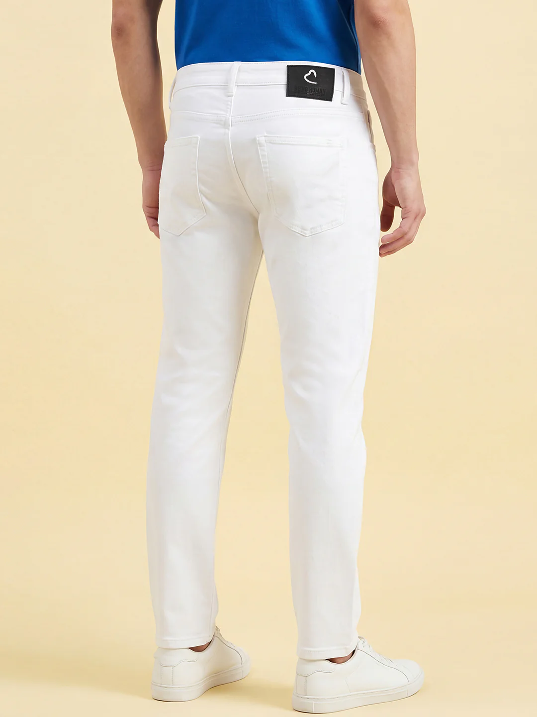 White Straight Fit Denim for Men by Being Human Clothing - Image 3