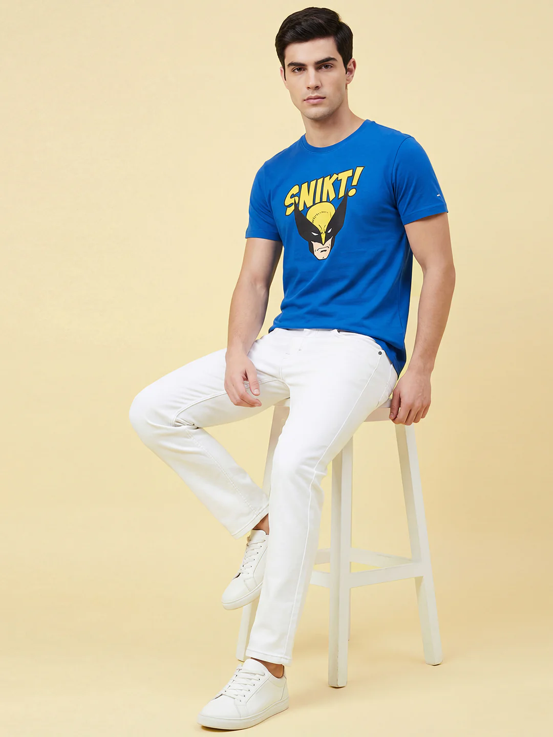 White Straight Fit Denim for Men by Being Human Clothing - Image 4
