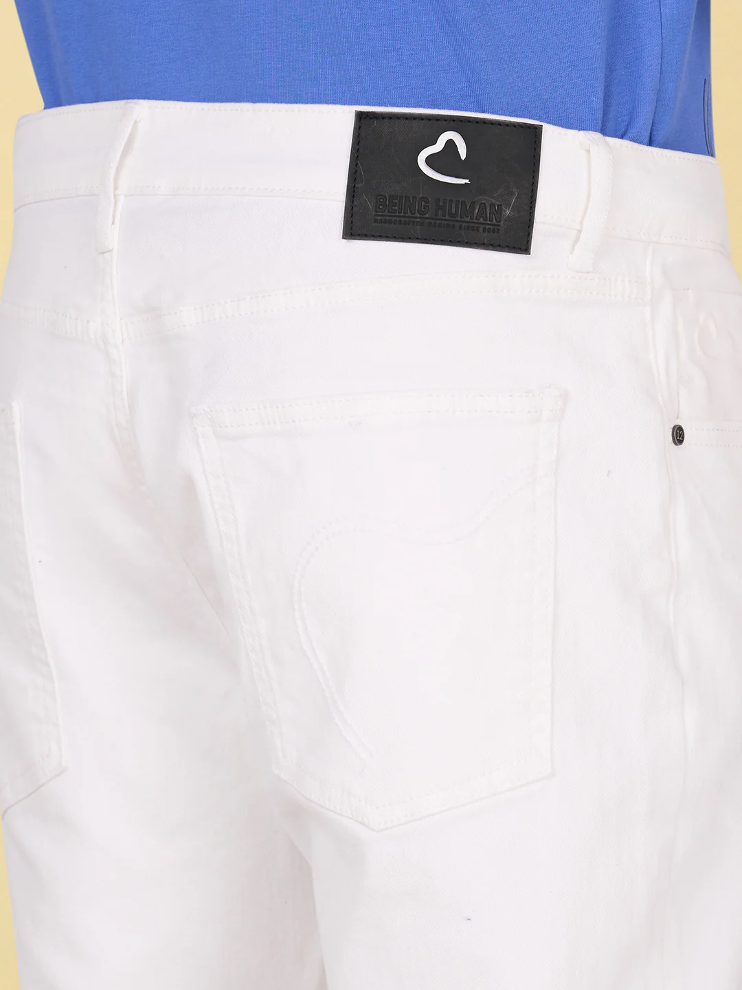 White Straight Fit Denim for Men by Being Human Clothing - Image 5